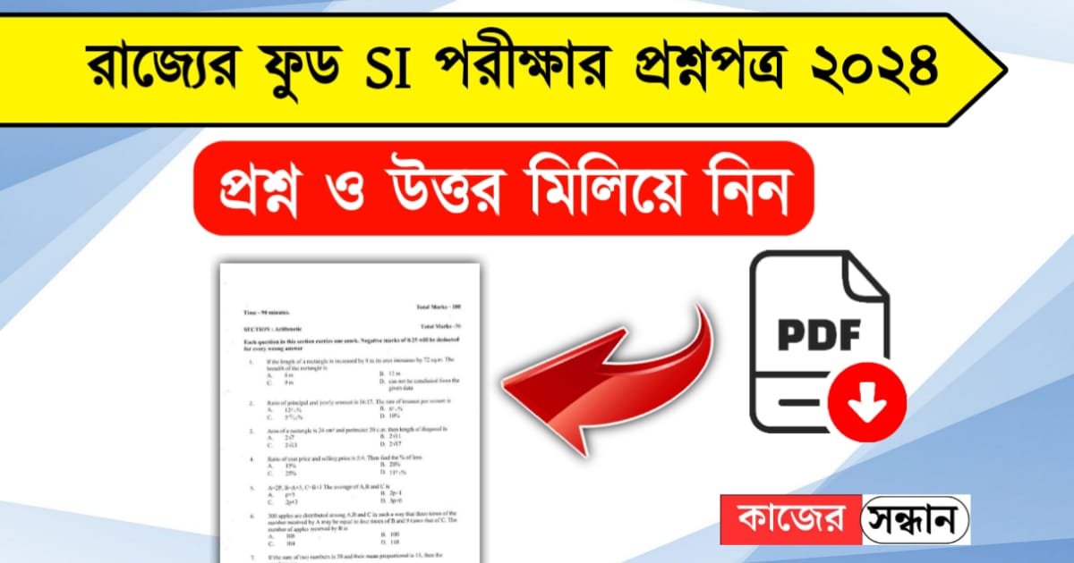 WBPSC Food SI Question Paper 2024